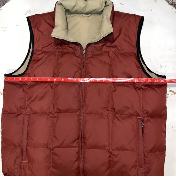Eddie Bauer Down Puffer Vest Adult Extra Large Red Gray Reversible Goose Mens XL - Picture 5 of 16